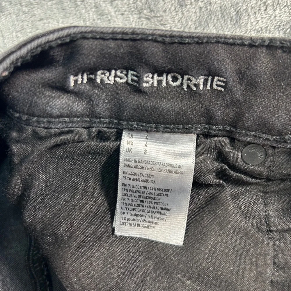 American Eagle Outfitters Hi Rise Shortie Black‎ Denim Jean Shorts Womens Size 4